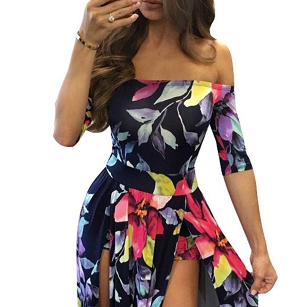 Off the Shoulder floral Dress with Shorts